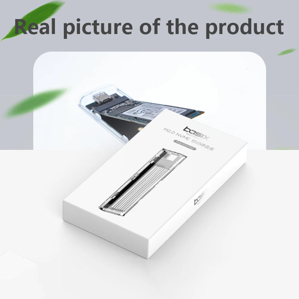 Чехол M.2 SSD прозрачный футляр на USB C для жесткого диска NVME PCIE NGFF SATA M/B Key Disk корпус 10
