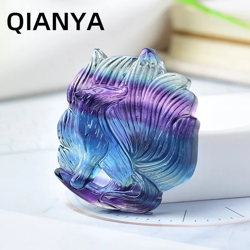 Lovely Natural Crystal Colorful Fluorite Gemstone Mineral Carving Fox Crafts Healing Aura Home Decoration Ornamental Pendant Gif
Lovely Natural Crystal Colorful Fluorite Gemstone Mineral Carving Fox Crafts Healing Aura Home Decoration Ornamental Pendant Gif
