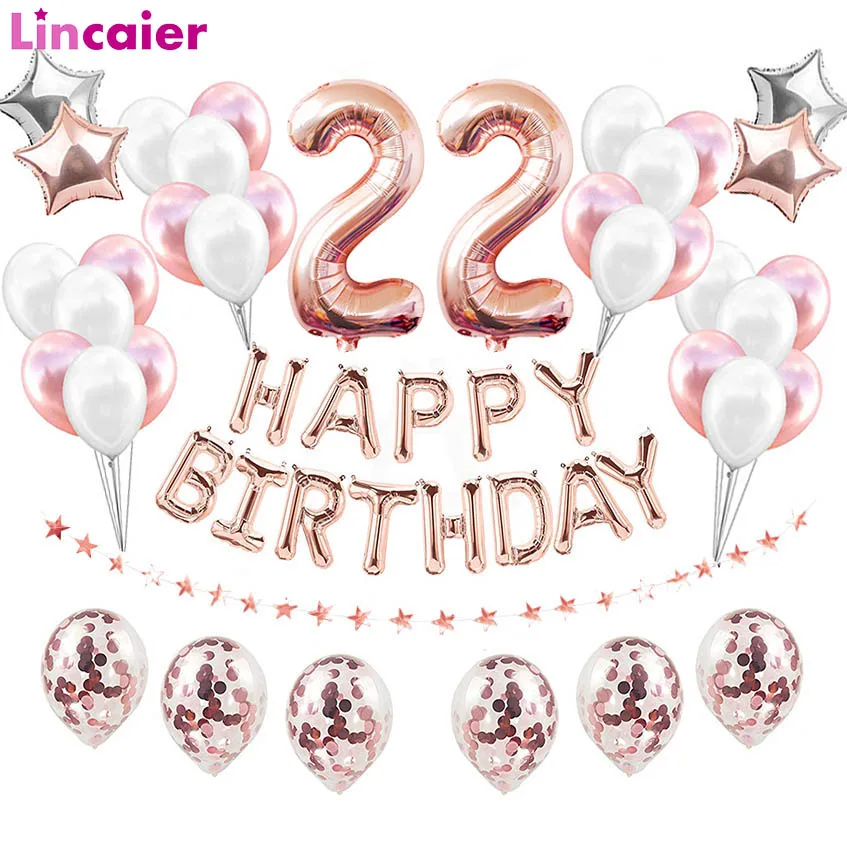 38pcs Number 22 Birthday Balloons 22th Happy Birthday 22 Years Old Party Decorations Rose Gold Pink Silver Man Woman Supplies
38pcs Number 22 Birthday Balloons 22th Happy Birthday 22 Years Old Party Decorations Rose Gold Pink Silver Man Woman Supplies