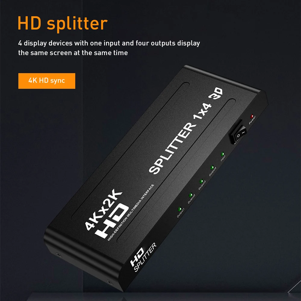 4KX2K HD HDMI-Compatible Splitter 1 To 4 Input-Output Devices 24k Gold Interface Power Splitter For Laptop Computer Accessories
4KX2K HD HDMI-Compatible Splitter 1 To 4 Input-Output Devices 24k Gold Interface Power Splitter For Laptop Computer Accessories