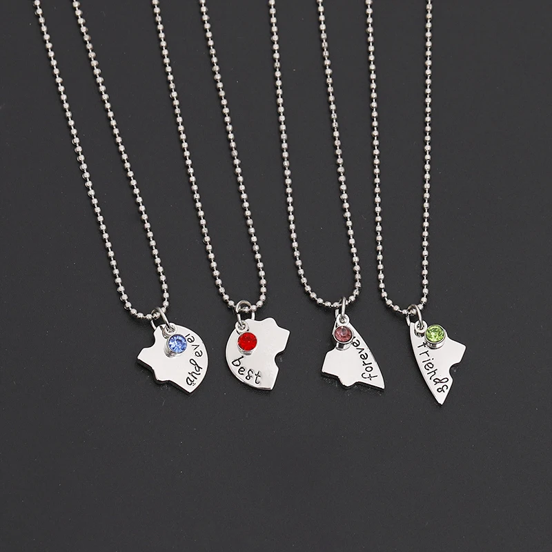 zhijia new trendy heart shape best friends forever and ever pendant necklace for classic friendship jewelry gifts | Украшения и