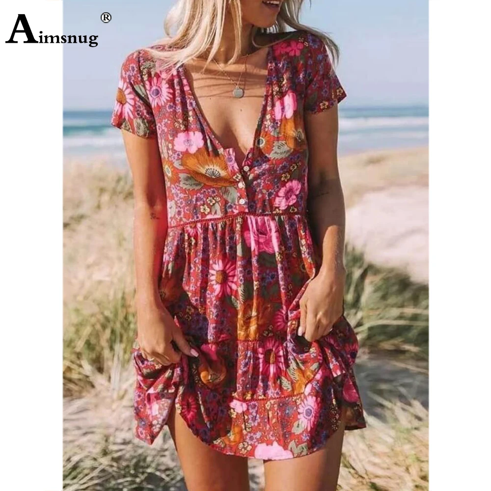 Plus Size 4xl 5xl Women Bohemian Flower Print Sweet Dress Short Sleeve Loose V-neck Party Dress 2021 Summer Short Dresses Femme
Plus Size 4xl 5xl Women Bohemian Flower Print Sweet Dress Short Sleeve Loose V-neck Party Dress 2021 Summer Short Dresses Femme