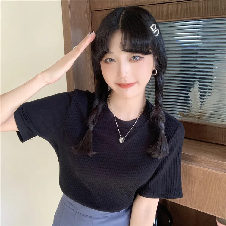 3017 women new Harajuku port style design niche solid color short-sleeved T-shirt
3017 women new Harajuku port style design niche solid color short-sleeved T-shirt