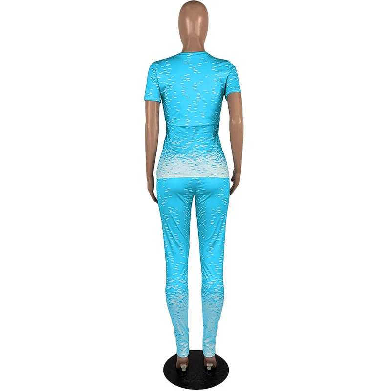 Pink Blue Tie Dyeing Print Two Piece Set Summer Outfits For Women O-Neck Short Sleeve T Shirt And Bandage Pant Sportswear Suits
Pink Blue Tie Dyeing Print Two Piece Set Summer Outfits For Women O-Neck Short Sleeve T Shirt And Bandage Pant Sportswear Suits