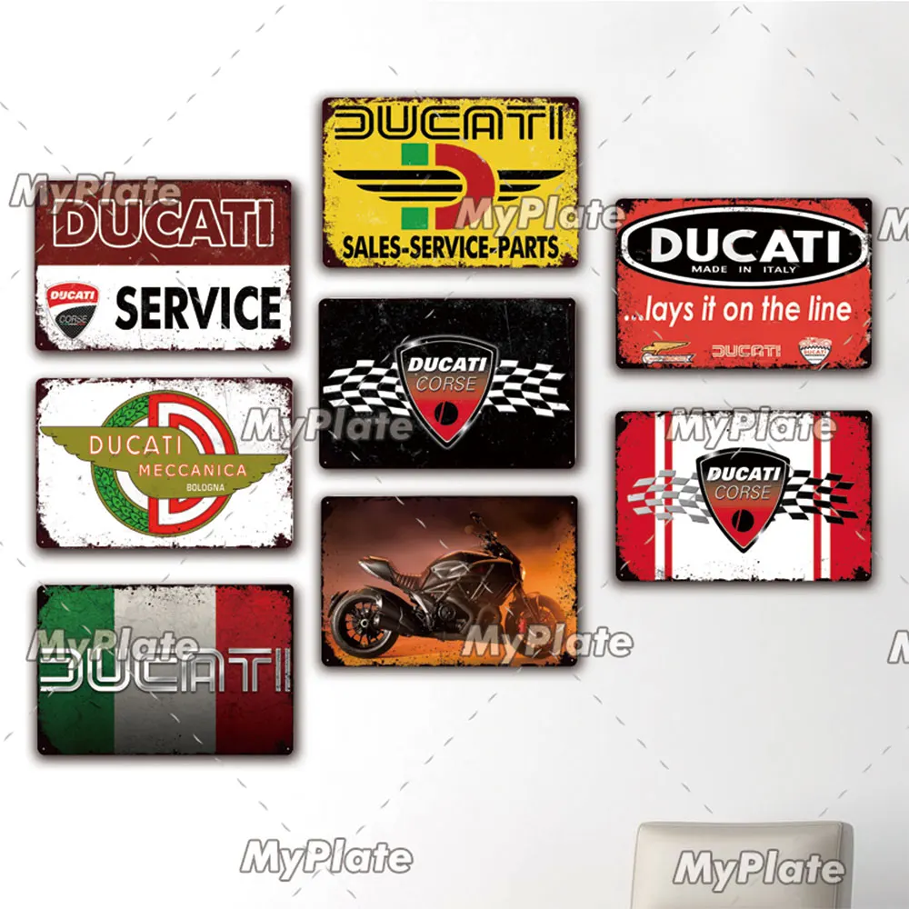 DUCATI Metal Sign Vintage Plaque Sercive Tin Sign Wall Decor For Garage Plate Crafts Poster Motorcycle Custom
DUCATI Metal Sign Vintage Plaque Sercive Tin Sign Wall Decor For Garage Plate Crafts Poster Motorcycle Custom