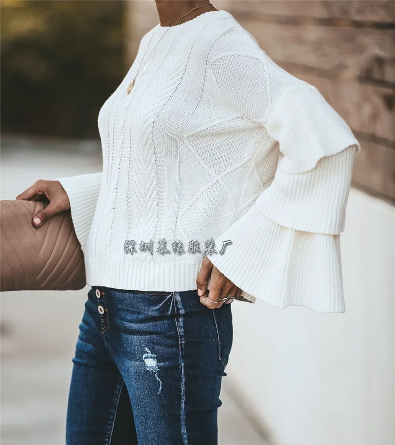 2019 Autumn And Winter New Style O Neck Crew Neck Pullover Sweater Twisted Rope Bell Sleeve Women's Loose-Fit Fashion Sweater Wo
2019 Autumn And Winter New Style O Neck Crew Neck Pullover Sweater Twisted Rope Bell Sleeve Women's Loose-Fit Fashion Sweater Wo