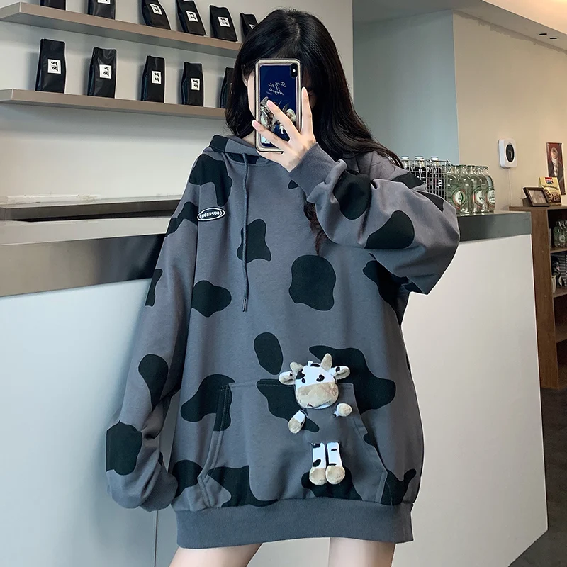 Autumn Women‘S Hoodies Oversize Harajuku Fashion Cow Print And Little Cows Doll Preppy Style Streetwear Pullover Long Sleeve Top
Autumn Women‘S Hoodies Oversize Harajuku Fashion Cow Print And Little Cows Doll Preppy Style Streetwear Pullover Long Sleeve Top