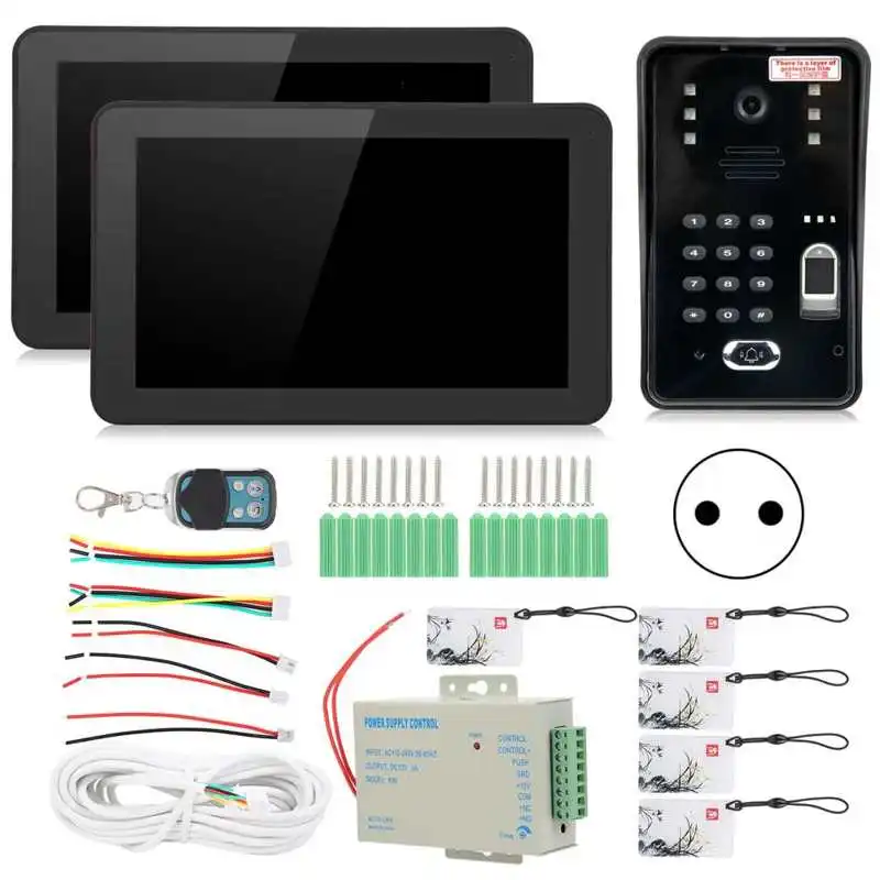 

Проводной видеодомофон Sonoff Pow с температурой Qin, Wi-Fi, 2 монитора, сканер отпечатка пальца, пароль, Карта IC, дистанционное управление доступом