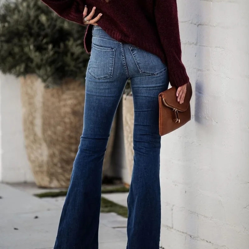 Slim High Waist Jeans Flared Pants Vintage Streetwear Women Pants Female E-girl Trousers Fashion Blue Trousers 
Slim High Waist Jeans Flared Pants Vintage Streetwear Women Pants Female E-girl Trousers Fashion Blue Trousers