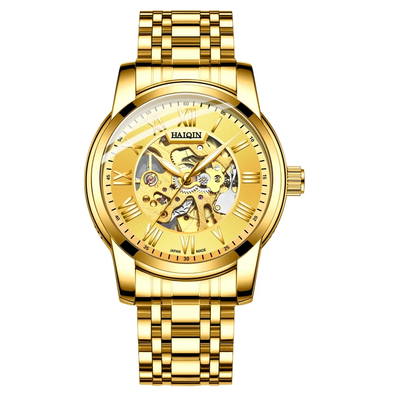 Gold Mens Watches Top Luxury Brand HAIQIN New Fashion Automatic Mechanical Full Steel Watch Men Military Clock Reloj Hombre 2019 
Gold Mens Watches Top Luxury Brand HAIQIN New Fashion Automatic Mechanical Full Steel Watch Men Military Clock Reloj Hombre 2019