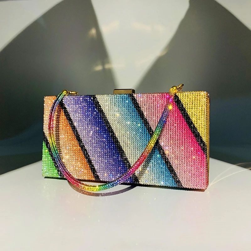 Rainbow Diamond Wedding Clutch Bag Elegant Party Evening Clutch Purse and Handbag for Women Luxury Designer Crossbody Bag
Rainbow Diamond Wedding Clutch Bag Elegant Party Evening Clutch Purse and Handbag for Women Luxury Designer Crossbody Bag