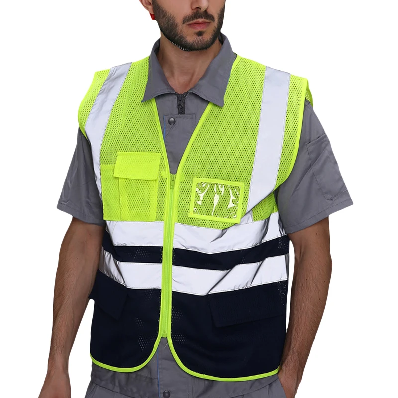 Men Vest Air Mesh Safety Work Clothes Patchwork Reflective Stripe Vest Zipper Breathable Working Vest Men Clothing 
Men Vest Air Mesh Safety Work Clothes Patchwork Reflective Stripe Vest Zipper Breathable Working Vest Men Clothing