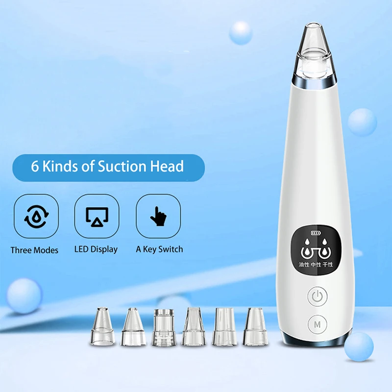 Three Modes Blackhead Remover with Six Heads Beauty Facial Pimple Remover Tool USB Charger Face Care Black Spot Face Cleanser
Three Modes Blackhead Remover with Six Heads Beauty Facial Pimple Remover Tool USB Charger Face Care Black Spot Face Cleanser