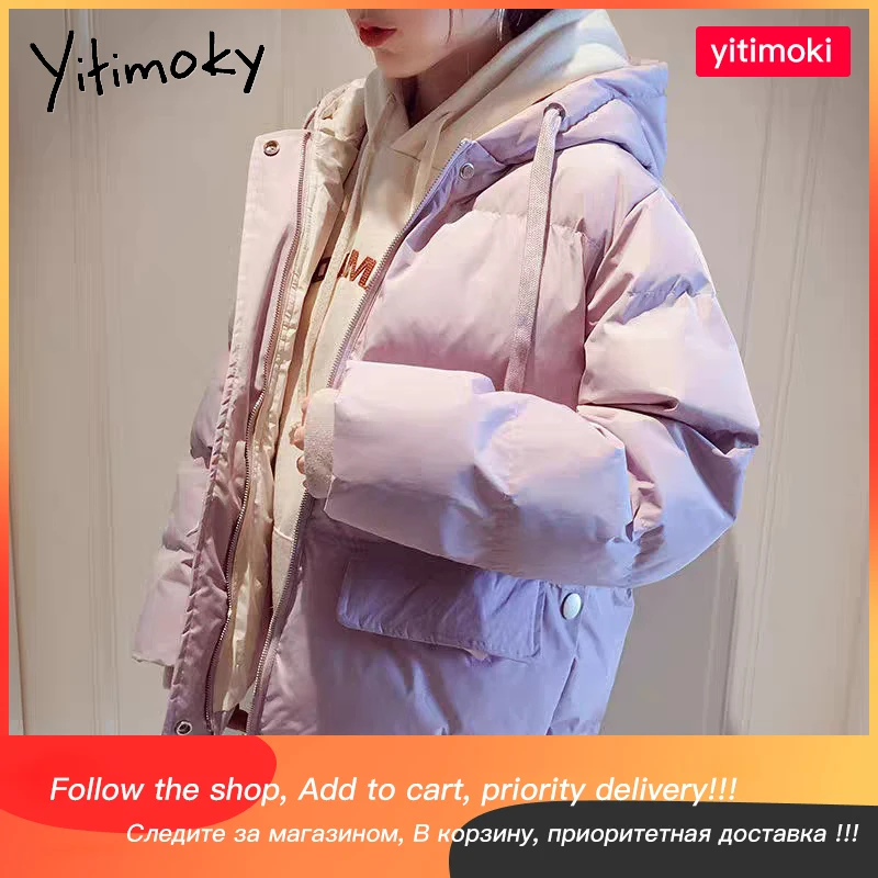 Yitimoky Women Jacket Pink Drawstring Hooded Winter Coat Cotton Thick Loose Fashion Female Parkas Windproof Padded Streetwear
Yitimoky Women Jacket Pink Drawstring Hooded Winter Coat Cotton Thick Loose Fashion Female Parkas Windproof Padded Streetwear