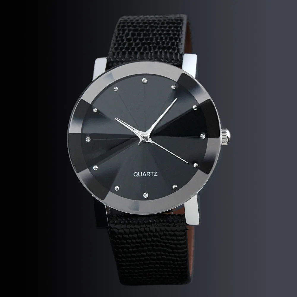 Men's Simple Watches Leather Band Fashion Casual Rhinestone Couple's Clock Sport relogio masculino reloj hombre | Наручные часы