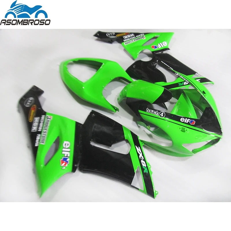 

New Arrival Bodyparts for Kawasaki Ninja ZX6R fairing kit 2005 2006 green black plastic racing fairing set zx6r 05 06 BN35