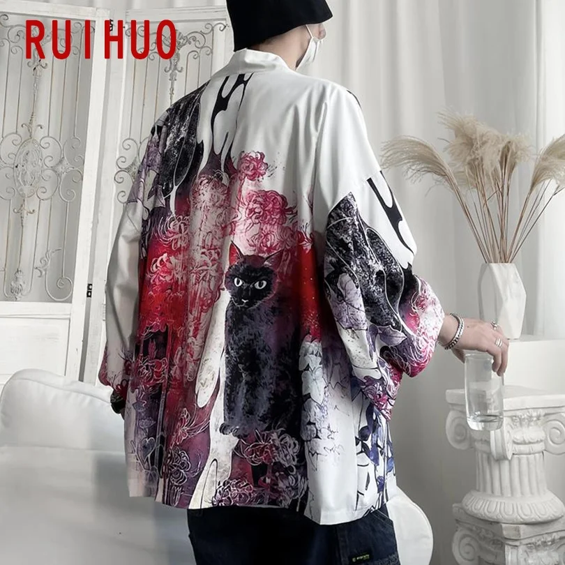 RUIHUO Print Kimono Men Clothing Summer Harajuku Kimono Cardigans Tops Short Sleeve Shirts For Men M-3XL 2021 New Arrivals 
RUIHUO Print Kimono Men Clothing Summer Harajuku Kimono Cardigans Tops Short Sleeve Shirts For Men M-3XL 2021 New Arrivals