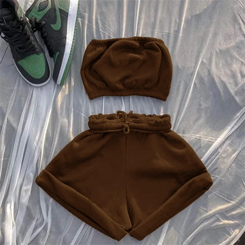 Adogirl Solid Women Summer Tracksuit Elastic Strapless Crop Top High Waist Lace Up Fashion Casual Shorts Two Piece Set Home Suit
Adogirl Solid Women Summer Tracksuit Elastic Strapless Crop Top High Waist Lace Up Fashion Casual Shorts Two Piece Set Home Suit