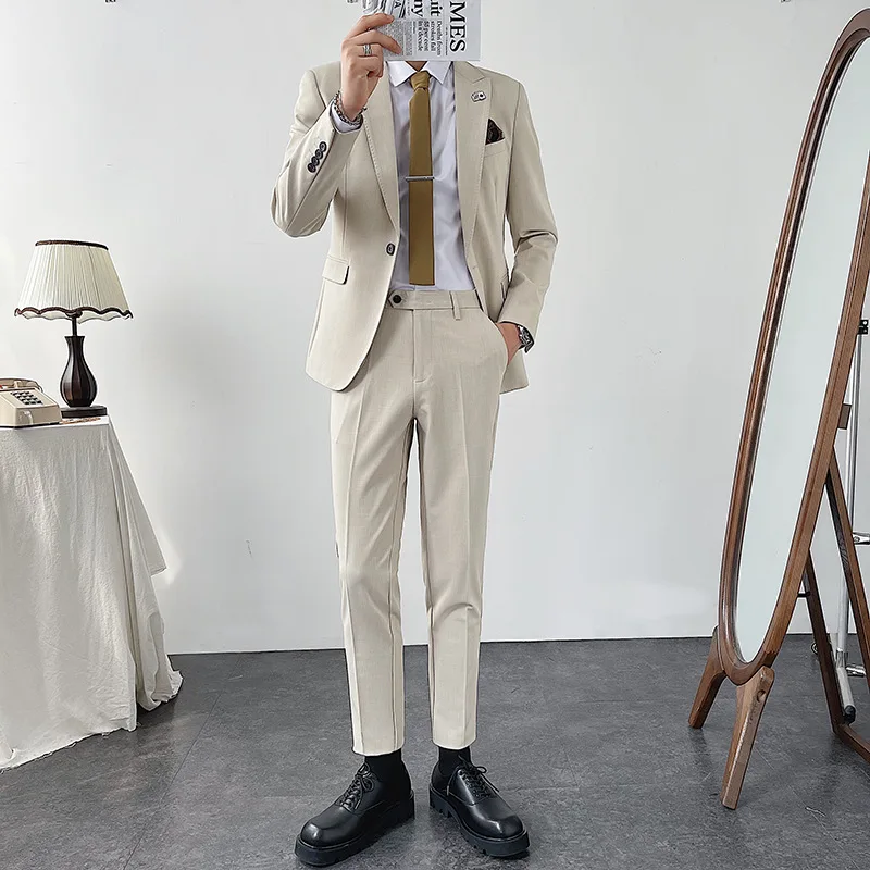 Lightly cooked style Korean style suit trendy men's suit bamboo edge one button suit Korean style casual suit two-piece suit
Lightly cooked style Korean style suit trendy men's suit bamboo edge one button suit Korean style casual suit two-piece suit