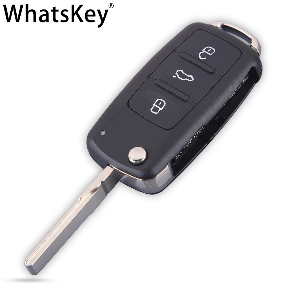 WhatsKey 3 кнопки дистанционного ключа автомобиля для Volkswagen VW Caddy Beetle Jetta EOS Passat Golf Polo