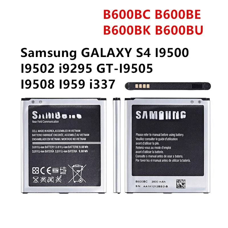 

Orginal B600BC B600BE B600BK B600BU 2600mAh Battery For Samsung GALAXY S4 I9500 I9502 i9295 GT-I9505 I9508 I959 i337 NFC