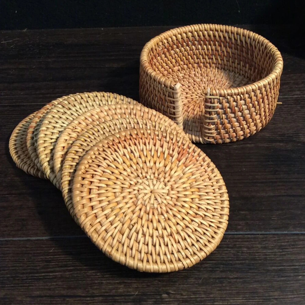 6 Pcs Rattan Coaster & Holder Handmade Teacup Coasters Round Natural Coaster Set for Kitchen Desk Table Home Decoration
6 Pcs Rattan Coaster & Holder Handmade Teacup Coasters Round Natural Coaster Set for Kitchen Desk Table Home Decoration