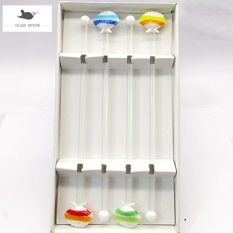 Handmade glass sea shell design decor long handle glass cocktail stirring rod Hawaii fresh style drink stirrers Swizzle Sticks 
Handmade glass sea shell design decor long handle glass cocktail stirring rod Hawaii fresh style drink stirrers Swizzle Sticks