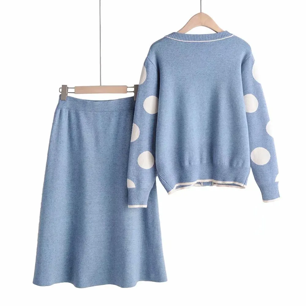 Women Clothes 2019 Autumn V-neck Color Matching Wave Cardigan Sweater Half Skirt 2 Piece Set Women Two Piece Set Ensemble Femme 
Women Clothes 2019 Autumn V-neck Color Matching Wave Cardigan Sweater Half Skirt 2 Piece Set Women Two Piece Set Ensemble Femme