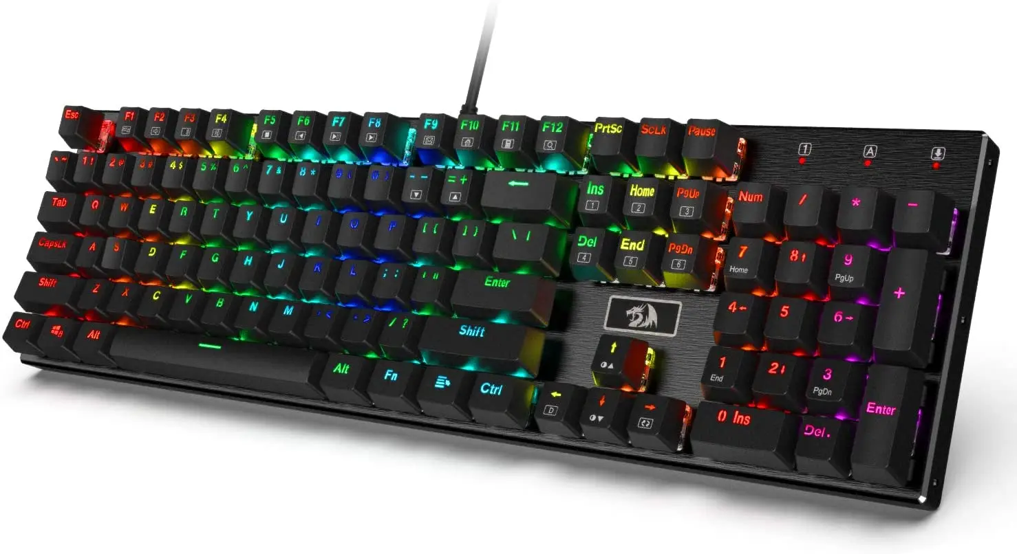Redragon K556 RGB LED Backlit Wired Mechanical Gaming Keyboard, Aluminum Base, 104 Standard Keys
Redragon K556 RGB LED Backlit Wired Mechanical Gaming Keyboard, Aluminum Base, 104 Standard Keys