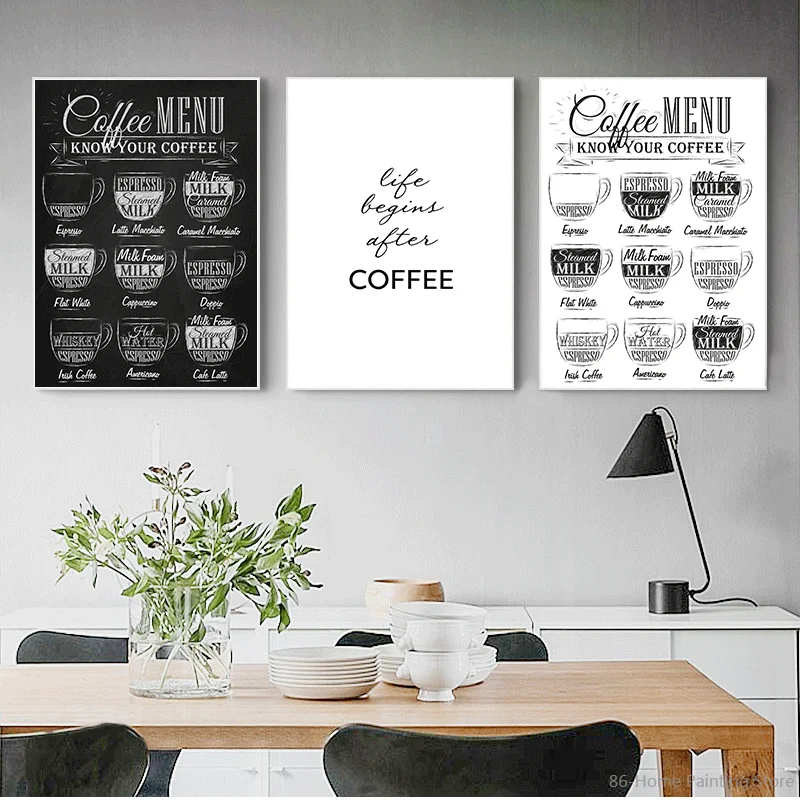 Nordic Wall Art Coffee Menu Black White Posters Canvas Painting Prints Room Decor Cafe Shop Pictures for Home Decoration
Nordic Wall Art Coffee Menu Black White Posters Canvas Painting Prints Room Decor Cafe Shop Pictures for Home Decoration