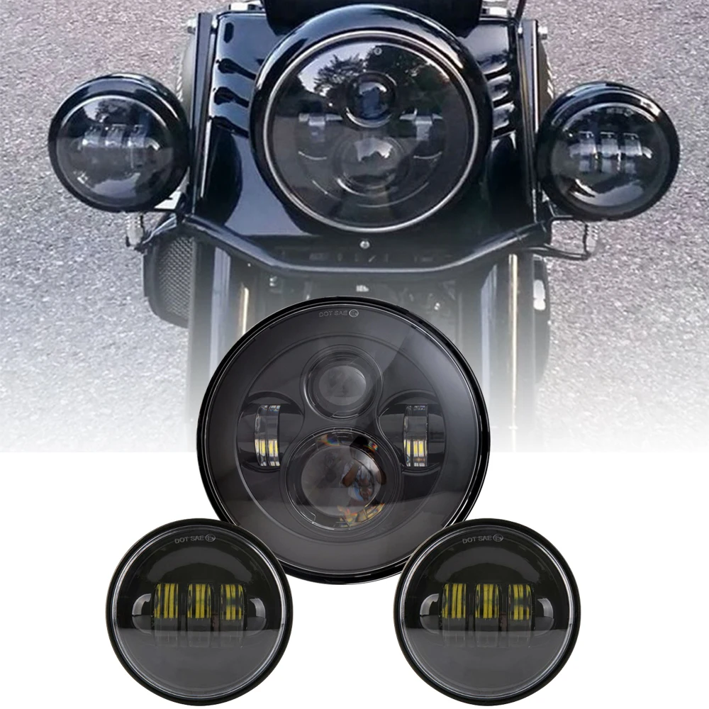 7inch Round LED Headlights + 4.5inch Fog Passing Lights and Adapter Ring for Touring Electra Glide Road King Street Glide
7inch Round LED Headlights + 4.5inch Fog Passing Lights and Adapter Ring for Touring Electra Glide Road King Street Glide