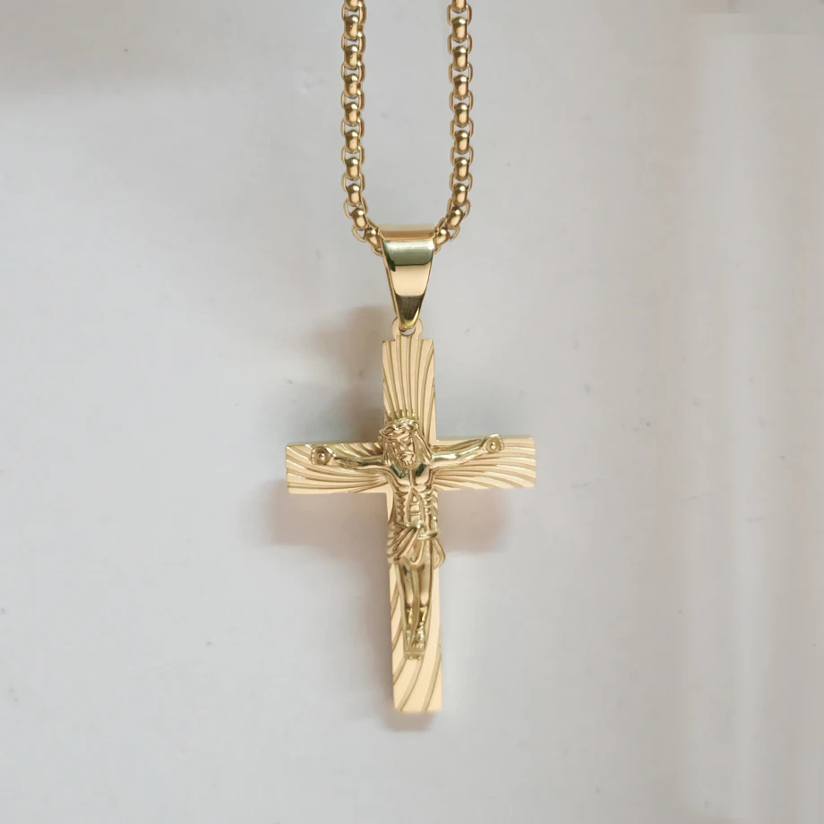 Crucifix Gold Color Jesus Cross Pendant Necklace For Men Women Gift Stainless Steel Catholic Religious Jewelry Dropshipping
Crucifix Gold Color Jesus Cross Pendant Necklace For Men Women Gift Stainless Steel Catholic Religious Jewelry Dropshipping
