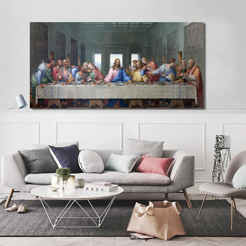 

The Last Supper Posters and Prints Famous Wall Art Canvas Picture Reproductions of Da Vinci Oil Painting for Living Room Decor