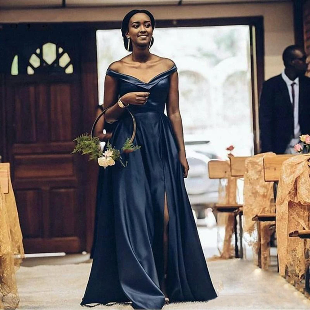 2020 Satin Off Shoulder Bridesmaid Dress Long A Line High Split Wedding Guest Bridal Party Gowns vestidos de fiesta de noche
2020 Satin Off Shoulder Bridesmaid Dress Long A Line High Split Wedding Guest Bridal Party Gowns vestidos de fiesta de noche