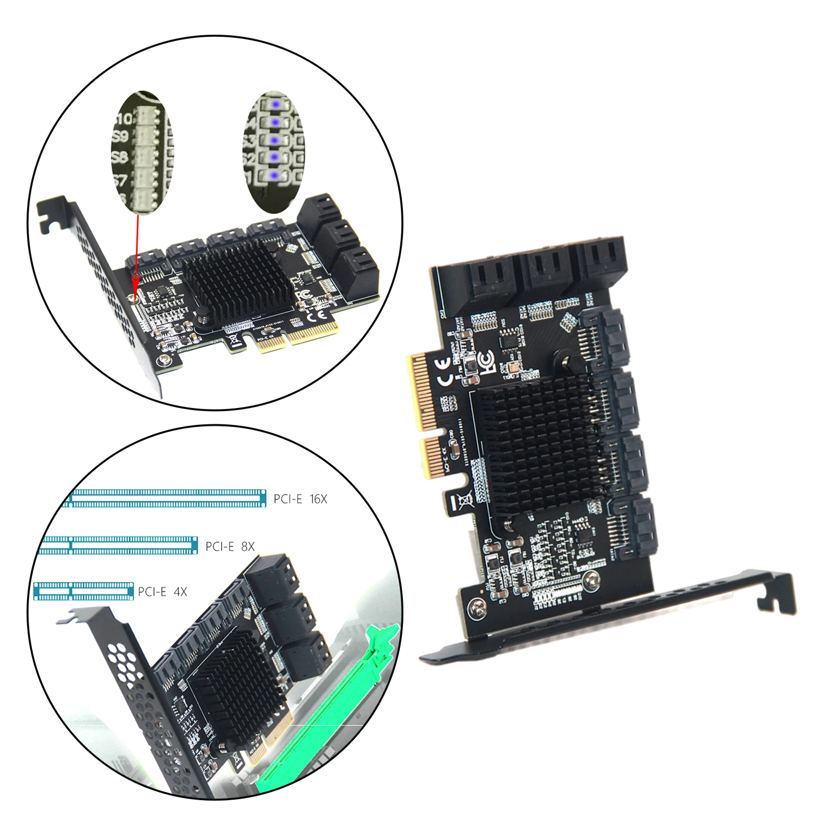 10Ports 6Gbps PCI Express to SATA3.0 Expansion Card Adapter Converter 4X 16X for MacOS Desktop PC ASM1166 Accessory
10Ports 6Gbps PCI Express to SATA3.0 Expansion Card Adapter Converter 4X 16X for MacOS Desktop PC ASM1166 Accessory