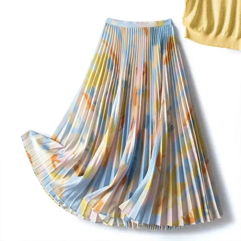 Tie-dye pleated skirt suit women's plus size summer new Korean style hollow thin knit sweater high waist skirt two-piece suit
Tie-dye pleated skirt suit women's plus size summer new Korean style hollow thin knit sweater high waist skirt two-piece suit