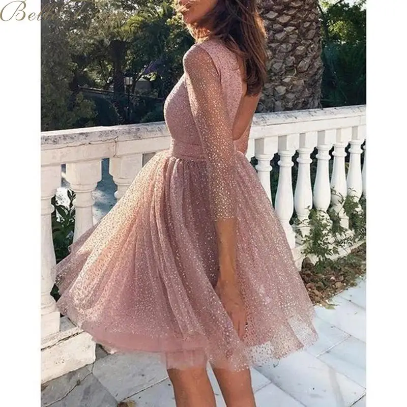 Женское весеннее платье Vestido Belle Poque с круглым вырезом и длинным рукавом расшитое