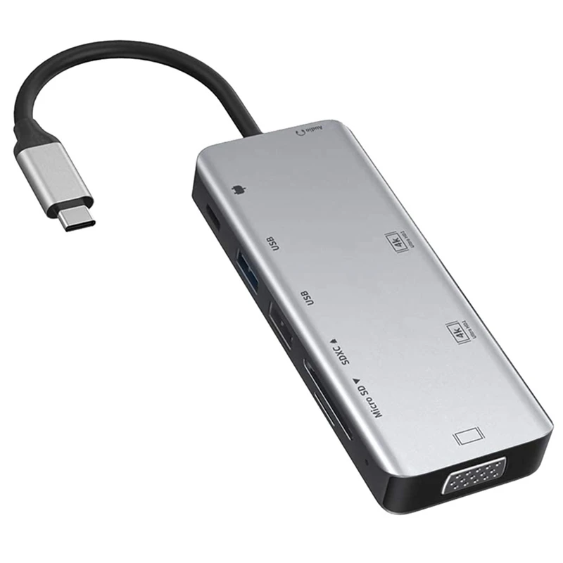 Док-станция USB C, USB C аксессуары, двойной 4K HD, VGA, 2 USB, PD, кардридер SD/TF адаптер 9 в 1 Type C
Док-станция USB C, USB C аксессуары, двойной 4K HD, VGA, 2 USB, PD, кардридер SD/TF адаптер 9 в 1 Type C