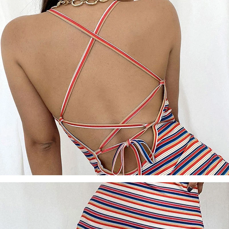 Sexy Backless Summer Color bar Mini Dresses Camisole Knitted Dress Party Skinny Sleeveless Woman
Sexy Backless Summer Color bar Mini Dresses Camisole Knitted Dress Party Skinny Sleeveless Woman