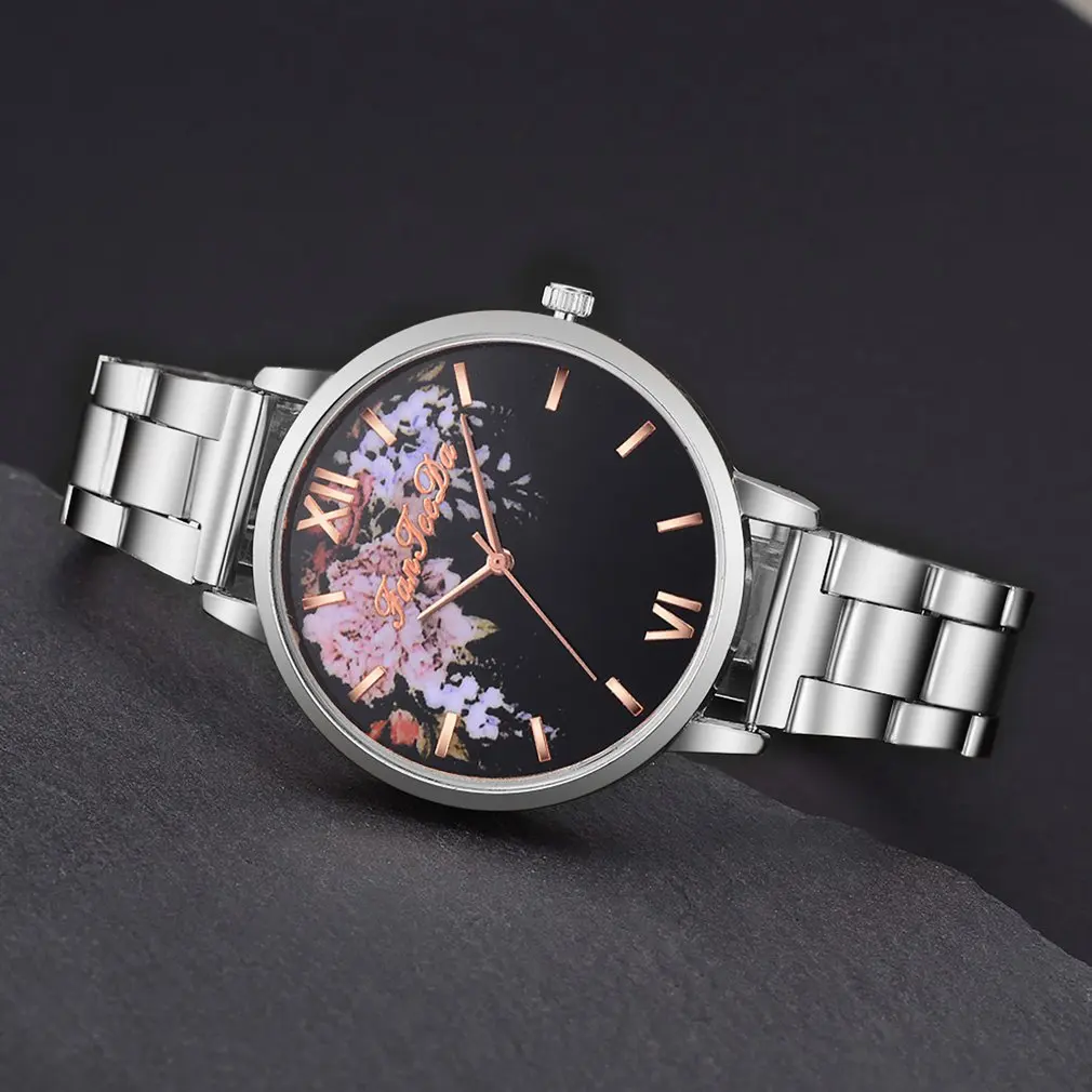 Gold Stainless Steel Strap Black Dial Pink Flowers Pattern Luxury Fashion Cheap Women Quartz Watch Men Valentine Gift 2018 Sport
Gold Stainless Steel Strap Black Dial Pink Flowers Pattern Luxury Fashion Cheap Women Quartz Watch Men Valentine Gift 2018 Sport