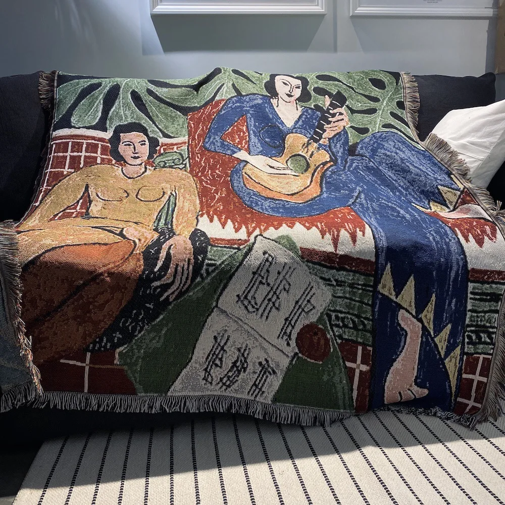 Casual Blankets Carpet Decoration Guitar woman Matisse Carpet Sofa Leisure Carpet Single Tapestry Sofa Blanket Throw Blankets
Casual Blankets Carpet Decoration Guitar woman Matisse Carpet Sofa Leisure Carpet Single Tapestry Sofa Blanket Throw Blankets