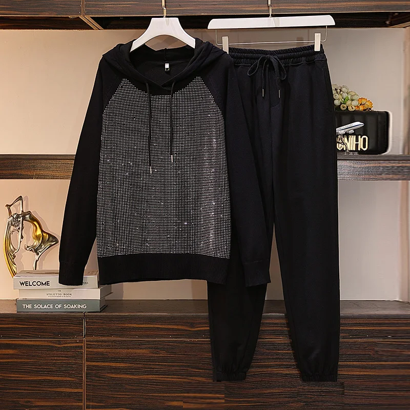 Plus size women two piece suit 2021 spring casual loose sports knitted hooded sweatshirt casual pants fashion two piece set big
Plus size women two piece suit 2021 spring casual loose sports knitted hooded sweatshirt casual pants fashion two piece set big
