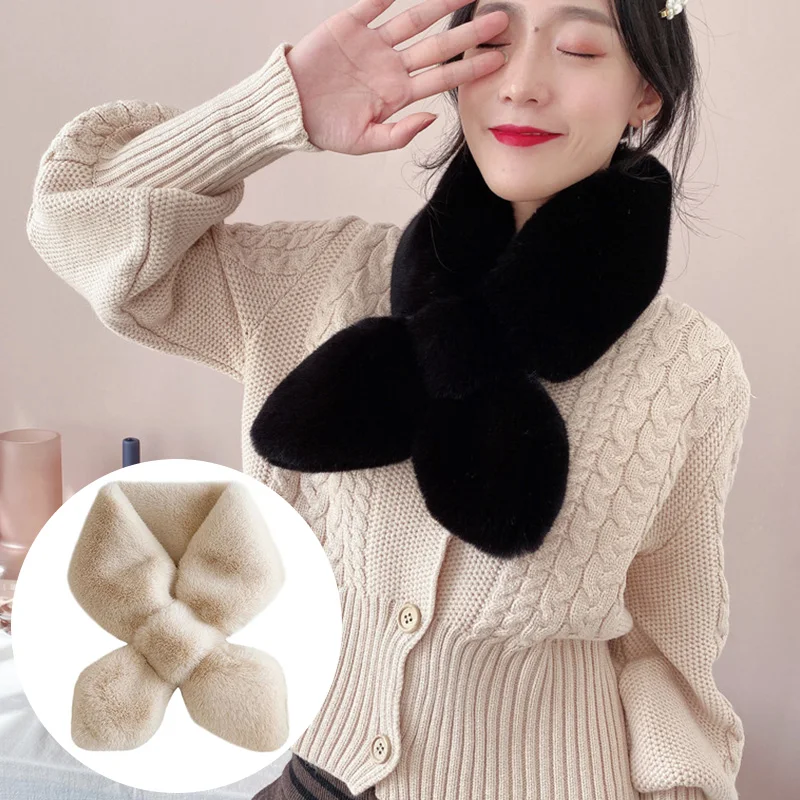Solid Color Plush Warm Neck Fur Collars Autumn Winter Imitation Rex Rabbit Fur Cross Scarf Women Furry Bib Girls Warm Collar
Solid Color Plush Warm Neck Fur Collars Autumn Winter Imitation Rex Rabbit Fur Cross Scarf Women Furry Bib Girls Warm Collar