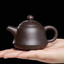 |recommended pure manual single ceramic teapot small capacity undressed ore authentic black gold sand kung fu tea set