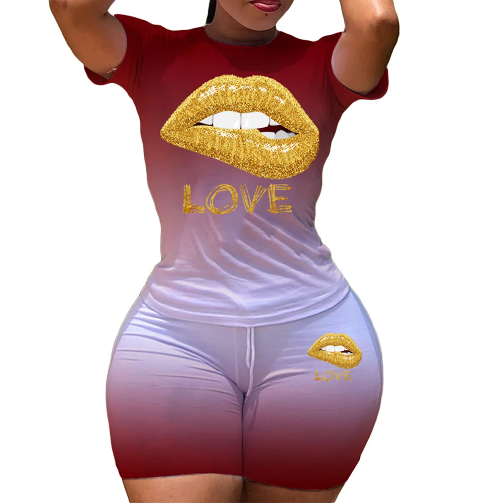 Sexy Womens Clothing Set Summer Gradient Short Sleeve T-shirts Shorts Suit Women's Clothing Set 2 Set Piece Set Woman Tracksuit
Sexy Womens Clothing Set Summer Gradient Short Sleeve T-shirts Shorts Suit Women's Clothing Set 2 Set Piece Set Woman Tracksuit