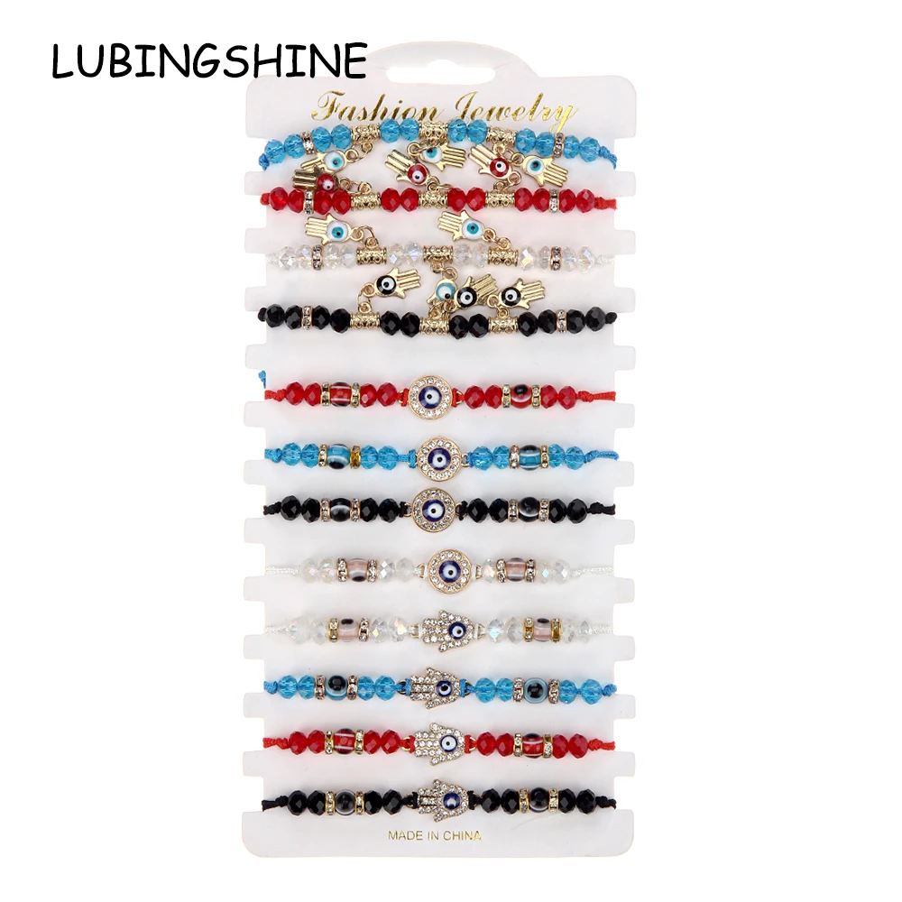 12pcs/lot Evil Eye Colorful Bead Charm Bracelet Women Braided Adjustable Rope Chain Fatima Hand Pendant Jewelry Accessories
12pcs/lot Evil Eye Colorful Bead Charm Bracelet Women Braided Adjustable Rope Chain Fatima Hand Pendant Jewelry Accessories