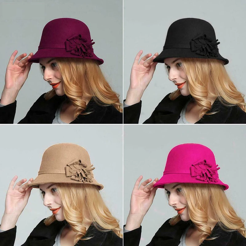 Lady Party Formal Hats Special Shade Flower Fedora Hats Women Autumn and Winter Brim Wool Felt Hat 
Lady Party Formal Hats Special Shade Flower Fedora Hats Women Autumn and Winter Brim Wool Felt Hat