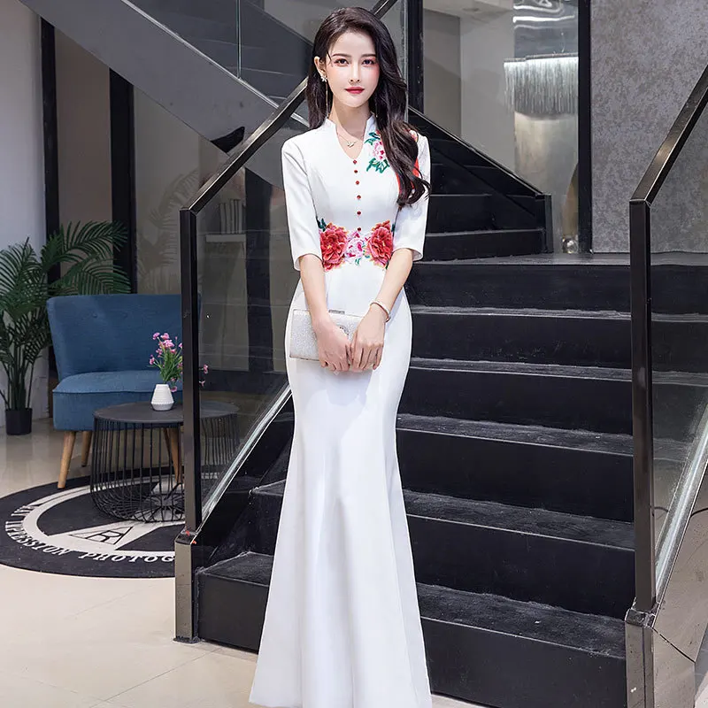 Gorgeous Flower Embroidery Mermaid Evening Dress Female Catwalk Show Usually Wear Formal Prom Dress White Evening Dress A205
Gorgeous Flower Embroidery Mermaid Evening Dress Female Catwalk Show Usually Wear Formal Prom Dress White Evening Dress A205