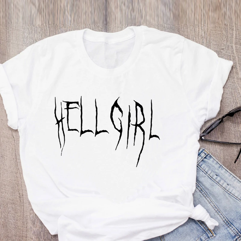 HELL GIRL Letter print t-shirt women Harajuku Vogue Kawaii Femme T shirt summer Streetwear Femme T-shirts Casual Camiseta Mujer
HELL GIRL Letter print t-shirt women Harajuku Vogue Kawaii Femme T shirt summer Streetwear Femme T-shirts Casual Camiseta Mujer