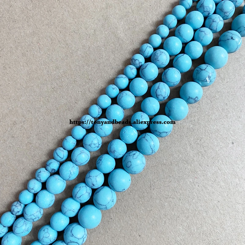 

Natural Stone Matte Chinese Lake Blue Turquoise Round Loose Beads 15" Strand 4 6 8 10 12MM Pick Size For Jewelry Making DIY